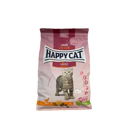 غذا خشک گربه هپی کت جونیور با طعم اردک ۴کیلویی