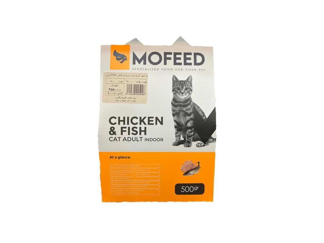 غذا خشک مفید گربه بالغ ماهی و مرغ 500 گرمی